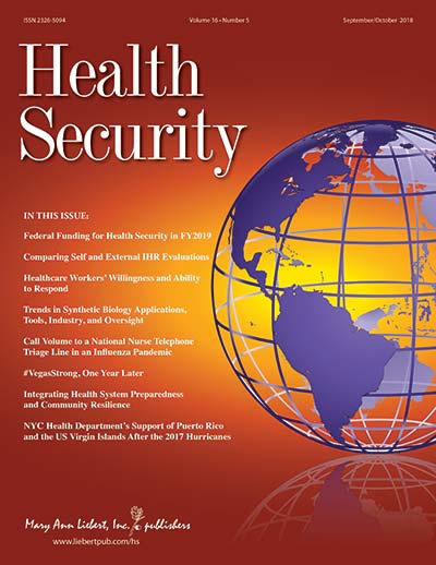 Cover of Health Security journal