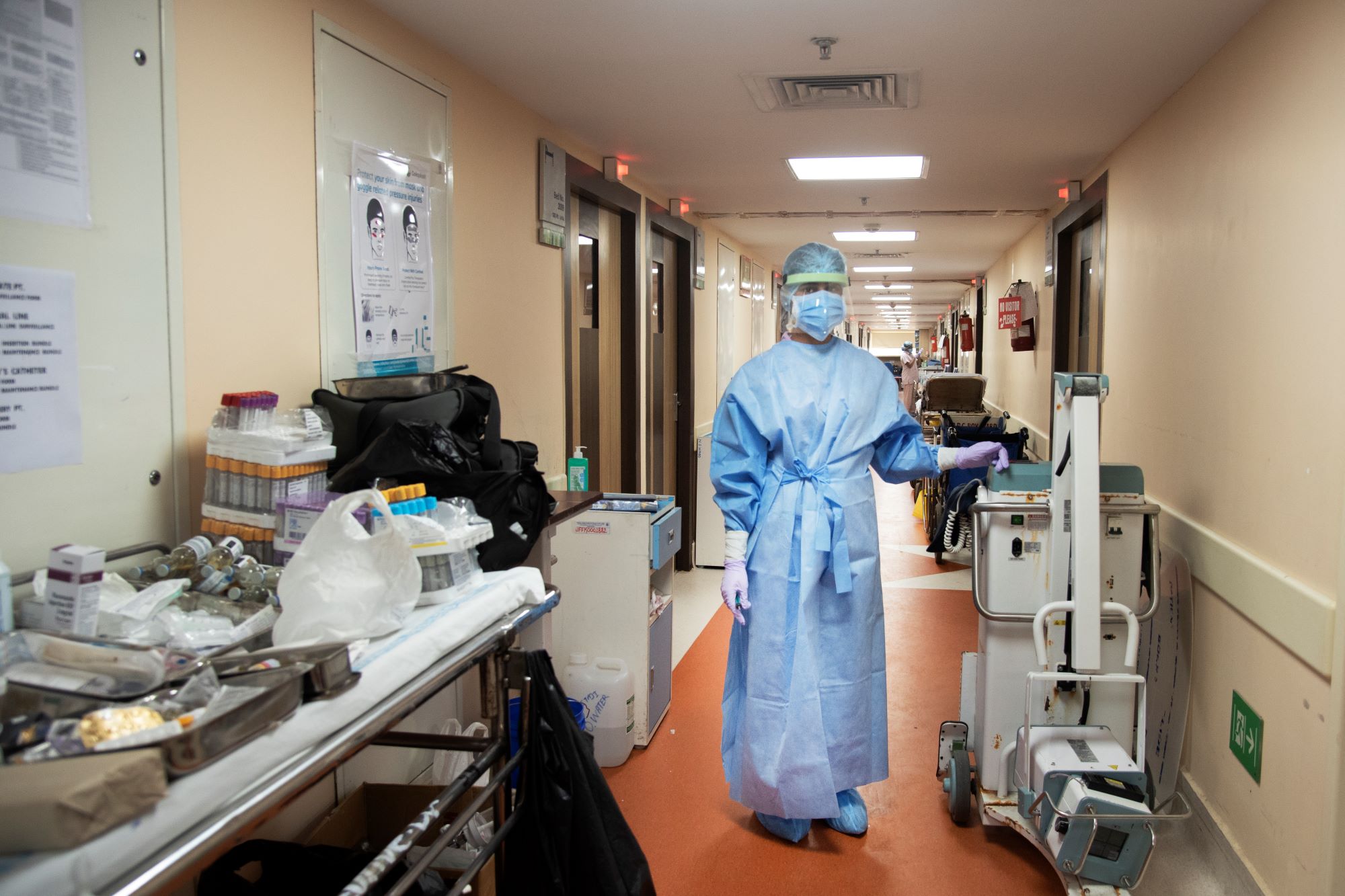 Health worker wearing PPE against COVID-19