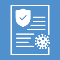 Pandemic and All-Hazards Preparedness Act (PAHPA) Reauthorization icon, paper with a virus and security shield