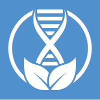 AIxBio policy icon, a DNA helix with plant leafs inside a circle