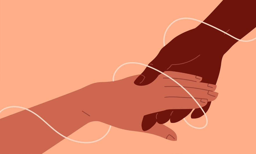 illustration of two hands, one helping the other