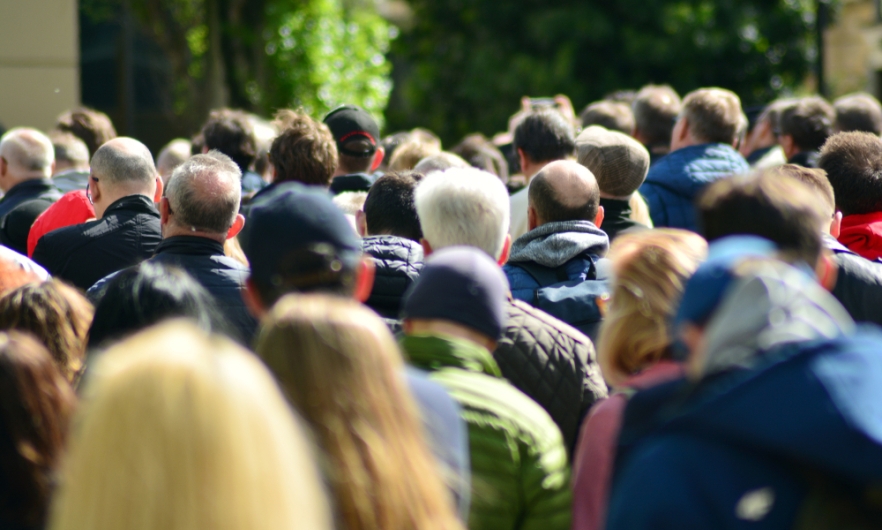 Crowd of people walking