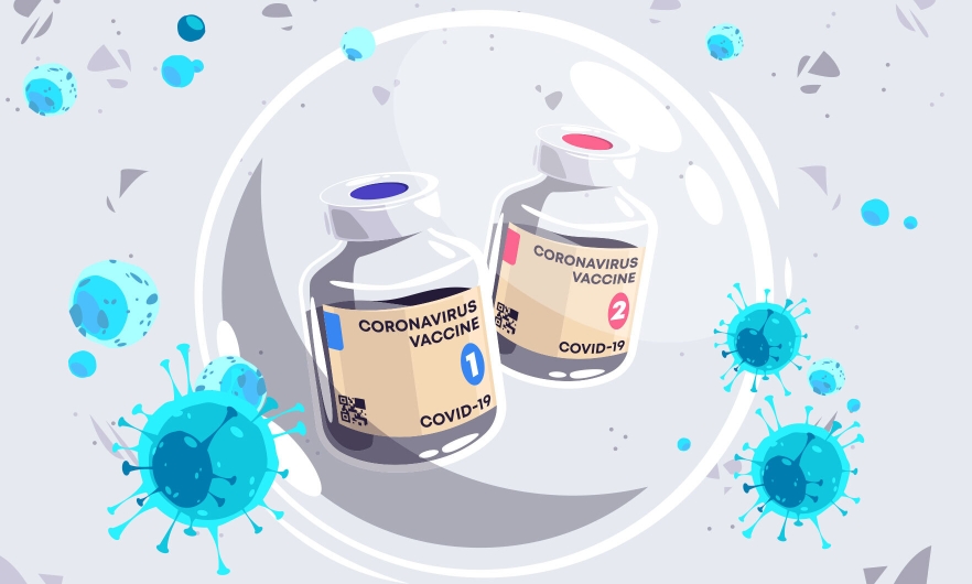 Graphic of two vials of COVID-19 vaccines