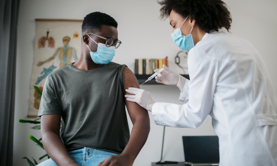 Patient receiving injection.