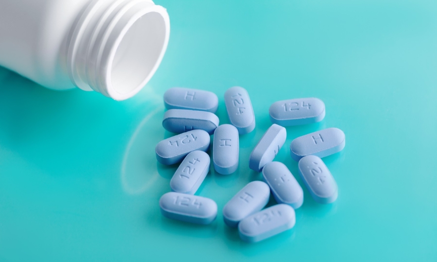 Stock photo of blue pills