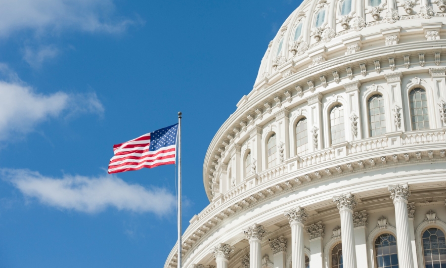 U.S. capitol building and flag photo