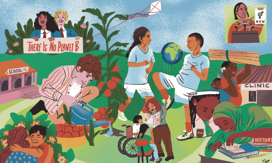 Illustration of adolescents participating in various activities