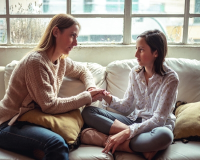 Two women talking