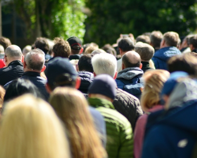 Crowd of people walking