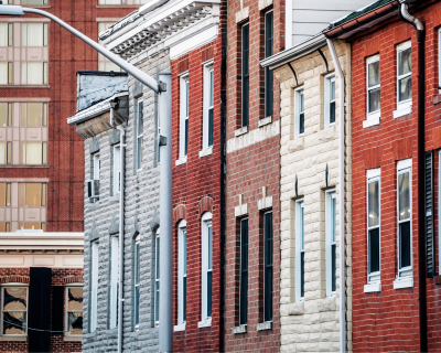 View of row homes in Baltimore 