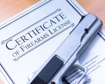 Image of firearm and certificate of firearms license