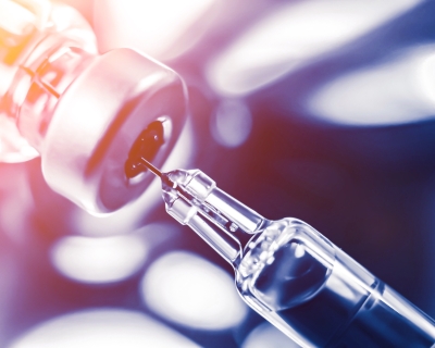 Vaccine vial with syringe