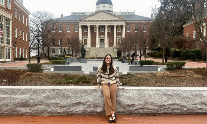 Alea Lopez stands in front of the Maryland State House in Annapolis 