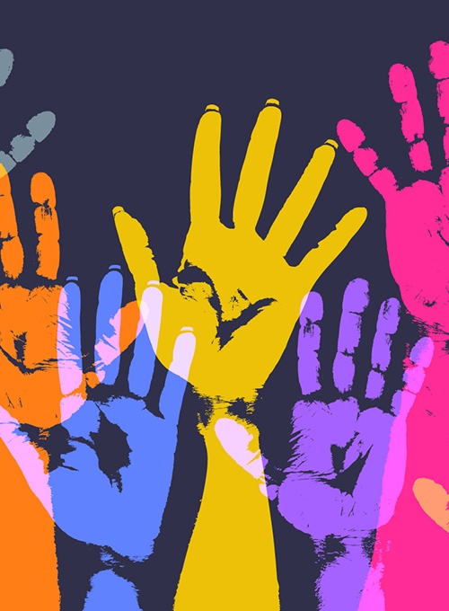 illustration of different color hands