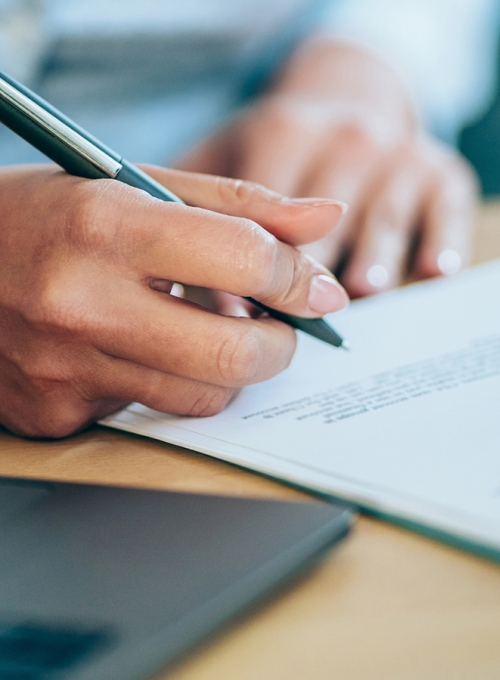 student reviewing paperwork