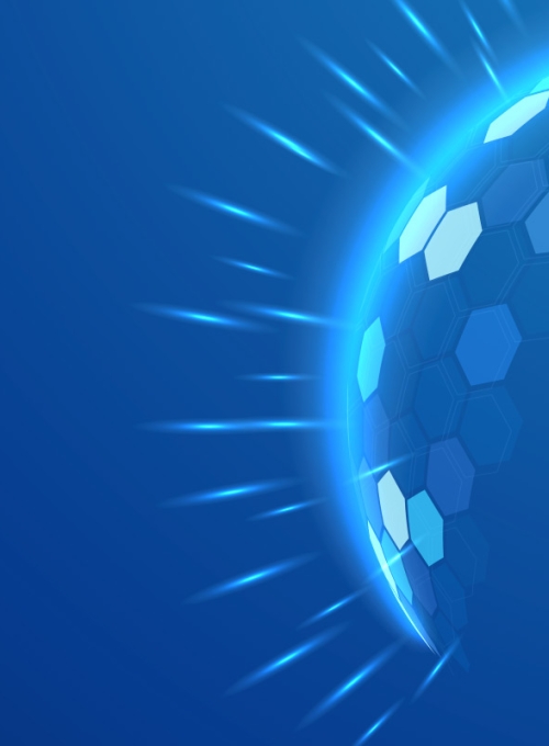 Focus Areas, Bubble shield futuristic vector illustration on a blue background, by PRI