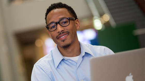 student using laptop