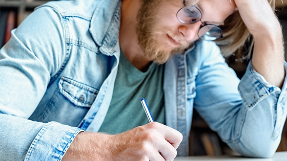 student studying