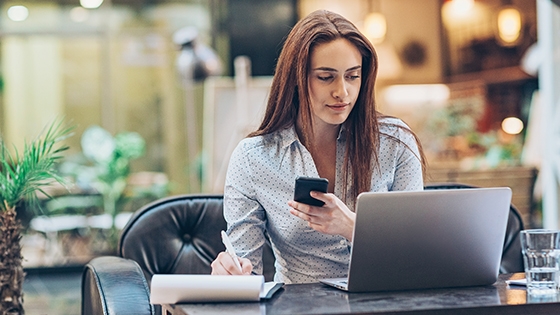 woman working on her laptop