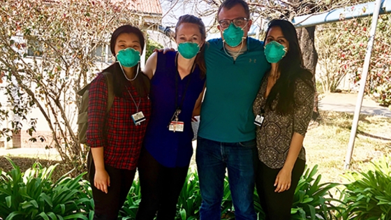 Aditi Rao (right) with other Johns Hopkins students