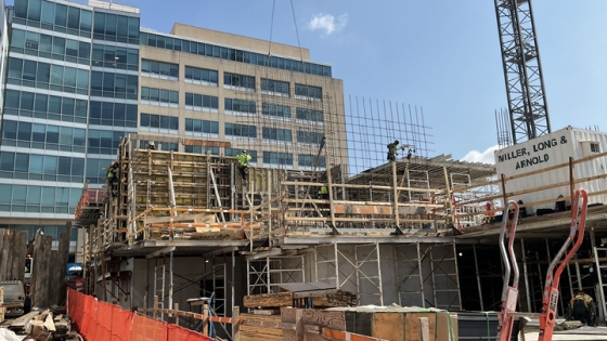 From South Building's ground floor looking north to the Wolfe Building