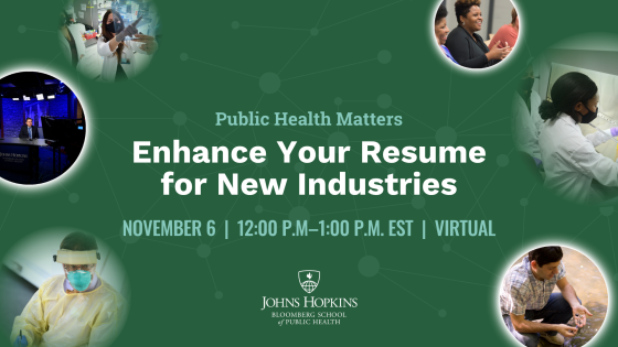 Enhance Your Resume for New Industries, November 6, 12-1pm EST