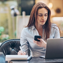 woman working on her laptop