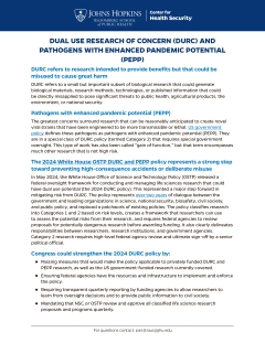 Fact Sheet: Dual Use Research of Concern (DURC) and Pathogens with Enhanced Pandemic Potential (PEPP)