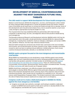 Fact Sheet: Development of Medical Countermeasures Against the Most Dangerous Future Viral Threats
