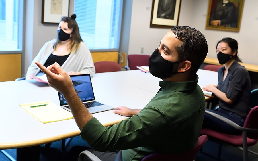 Students having a discussion.