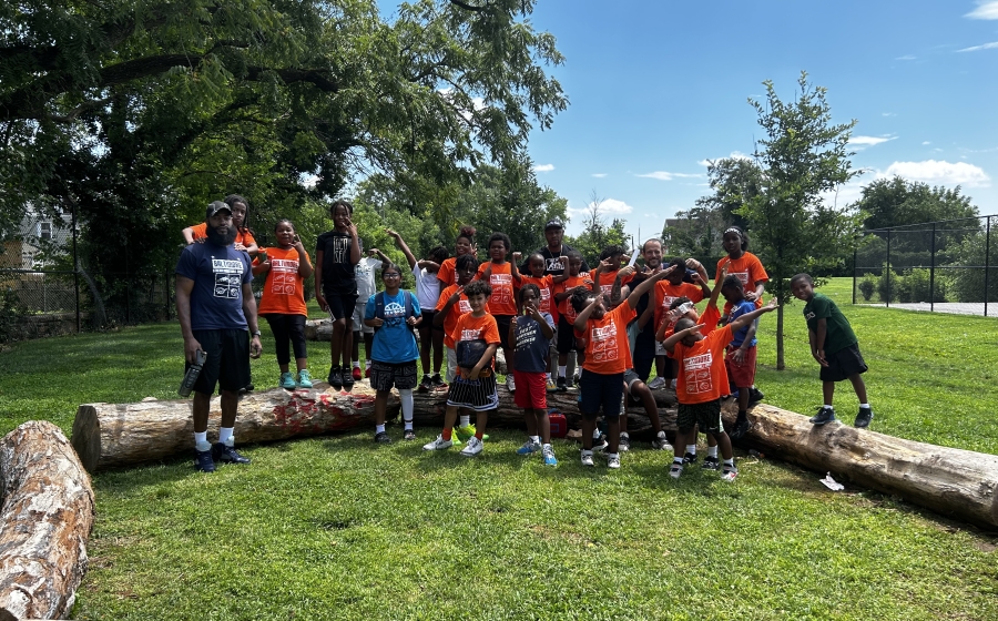 Jerel Wilson with group of kids