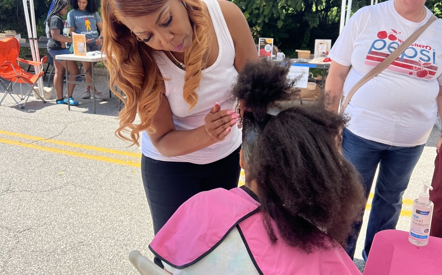 Donna Bruce doing a Childs hair
