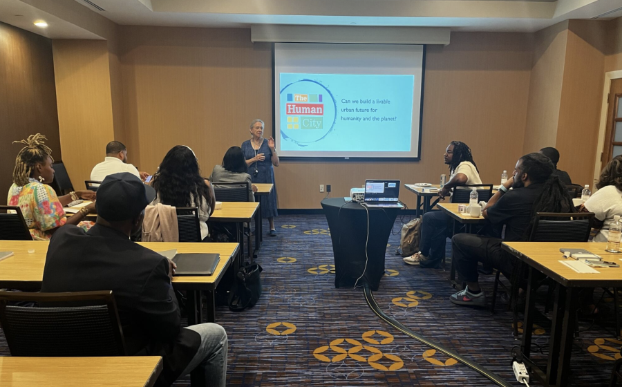 Photo of Lindsay Thompson presenting to the 2026 Bunting Fellows