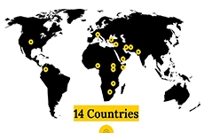 Global map showing HELP course students' home country locations