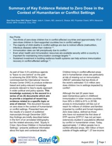 Thumbnail of knowledge summary of ZERO-DOSE IN THE CONTEXT OF HUMANITARIAN OR CONFLICT SETTINGS