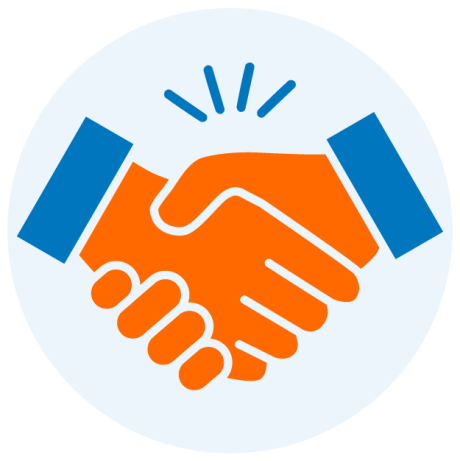 TRUST icon, shaking hands, Building Trust
