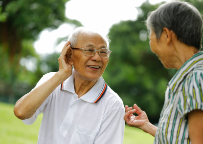 Two people talking