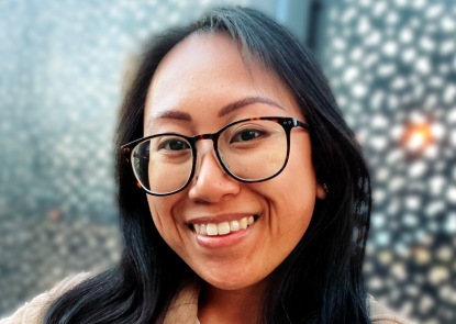 Samantha Hilario, long dark hair, glasses