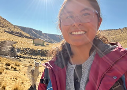 Sofia Espinoza standing outside in Puno, Peru